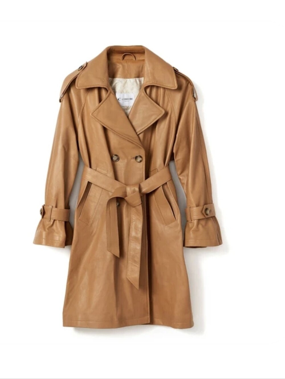 La  Canadienne Lambskin Leather Trench Coat NWT Biscotti